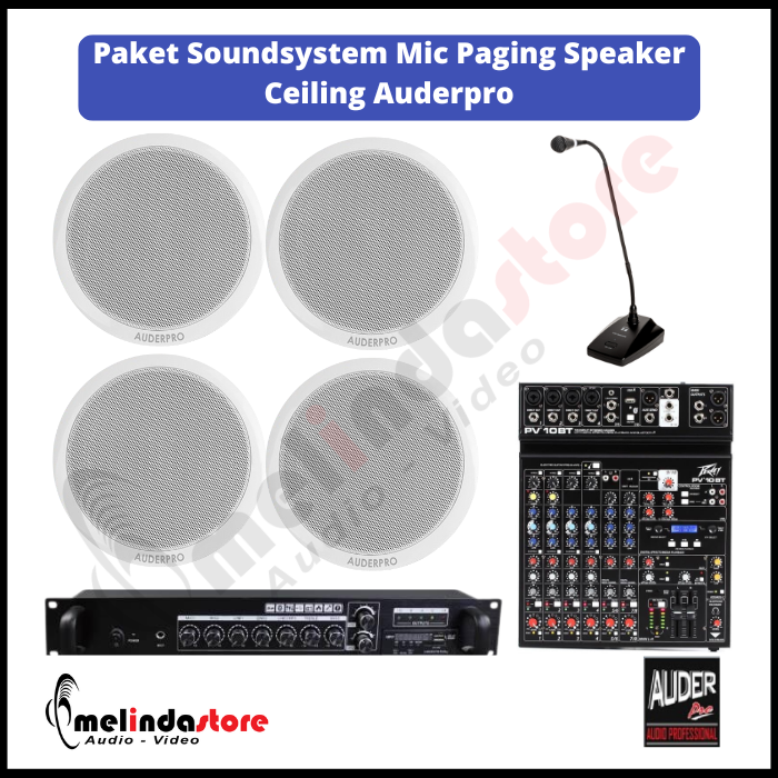 Paket Soundsystem Mic Paging Speaker Ceiling Auderpro - 4 Speaker